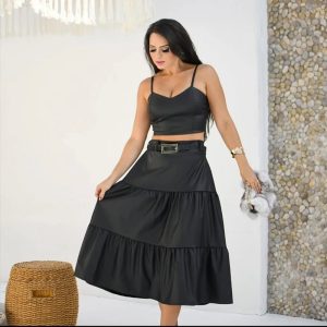 Falda eco-cuero negra